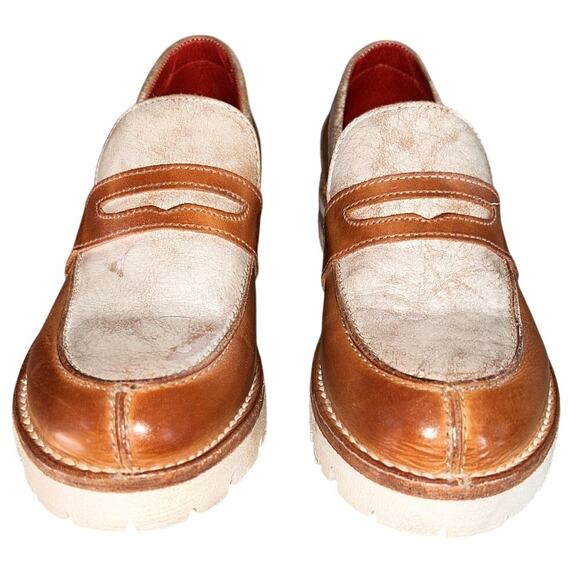 Bed Stu Leather Tan Rustic & Nectar Lux Handmade Penny Loafers 7.5 - Picture 3 of 8